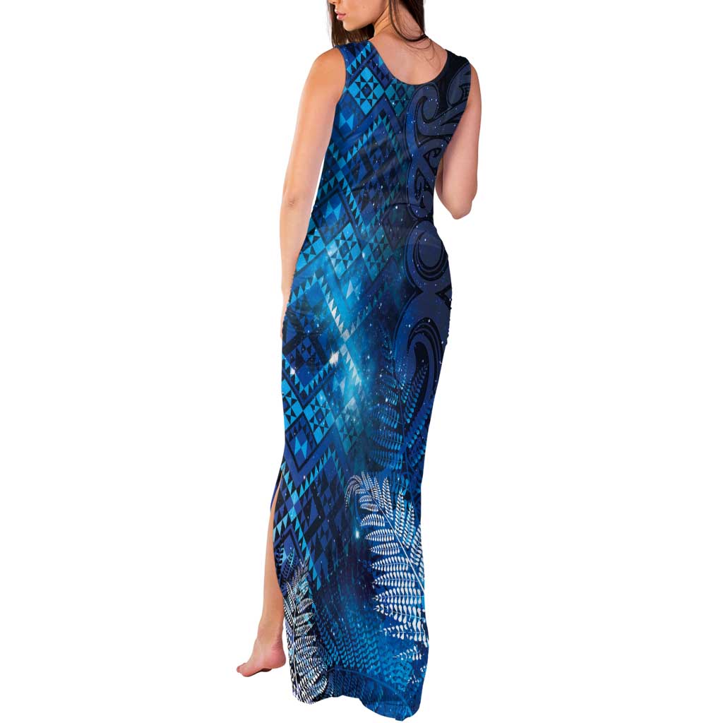 Aotearoa Taniko Matariki Tank Maxi Dress Cosmic Blue LT7 - Polynesian Pride