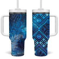 Aotearoa Taniko Matariki Tumbler With Handle Cosmic Blue LT7 One Size: 40 oz Blue - Polynesian Pride