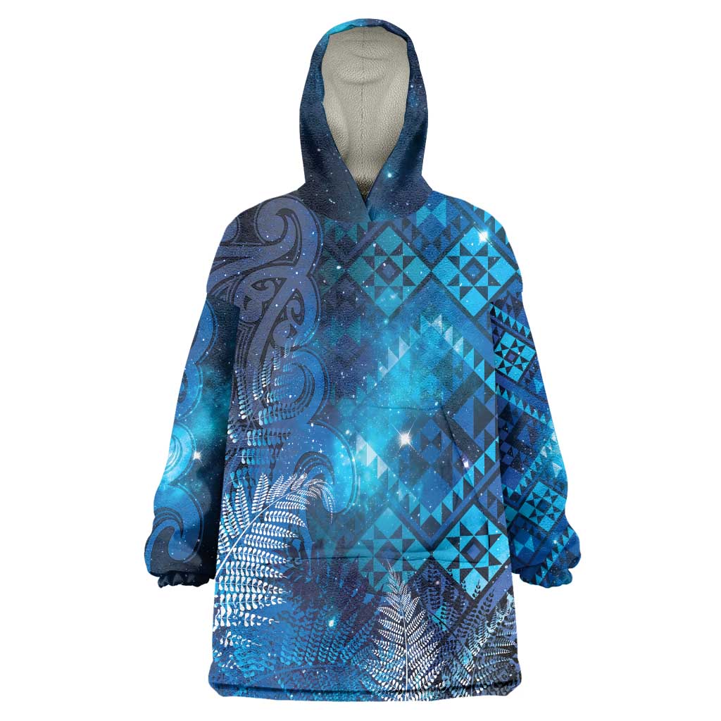 Aotearoa Taniko Matariki Wearable Blanket Hoodie Cosmic Blue LT7 One Size Blue - Polynesian Pride