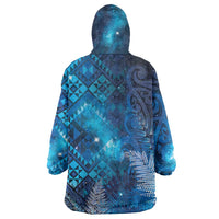 Aotearoa Taniko Matariki Wearable Blanket Hoodie Cosmic Blue LT7 - Polynesian Pride