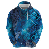 Aotearoa Taniko Matariki Zip Hoodie Cosmic Blue LT7 - Polynesian Pride