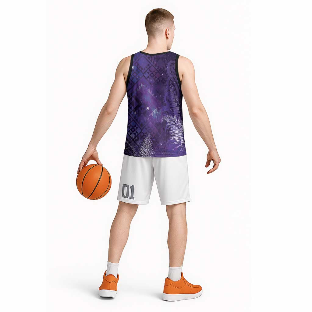Aotearoa Taniko Matariki Basketball Jersey Cosmic Violet LT7 - Polynesian Pride