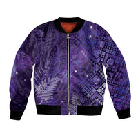 Aotearoa Taniko Matariki Bomber Jacket Cosmic Violet LT7 Unisex Purple - Polynesian Pride