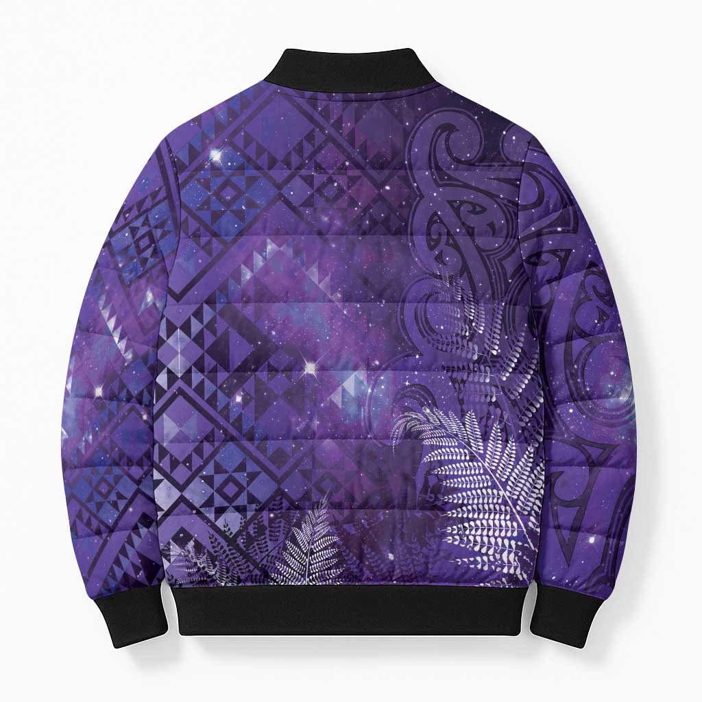 Aotearoa Taniko Matariki Bomber Puffer Jacket Cosmic Violet LT7 - Polynesian Pride