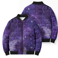 Aotearoa Taniko Matariki Bomber Puffer Jacket Cosmic Violet LT7 - Polynesian Pride