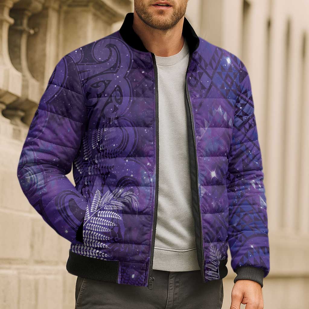 Aotearoa Taniko Matariki Bomber Puffer Jacket Cosmic Violet LT7 - Polynesian Pride