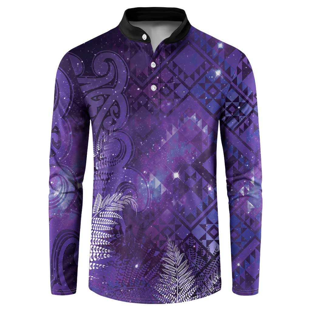 Aotearoa Taniko Matariki Button Sweatshirt Cosmic Violet LT7 Purple - Polynesian Pride