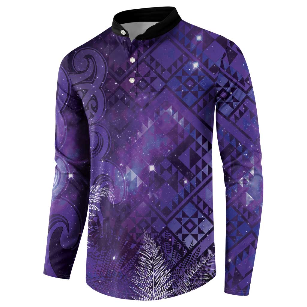 Aotearoa Taniko Matariki Button Sweatshirt Cosmic Violet LT7 - Polynesian Pride