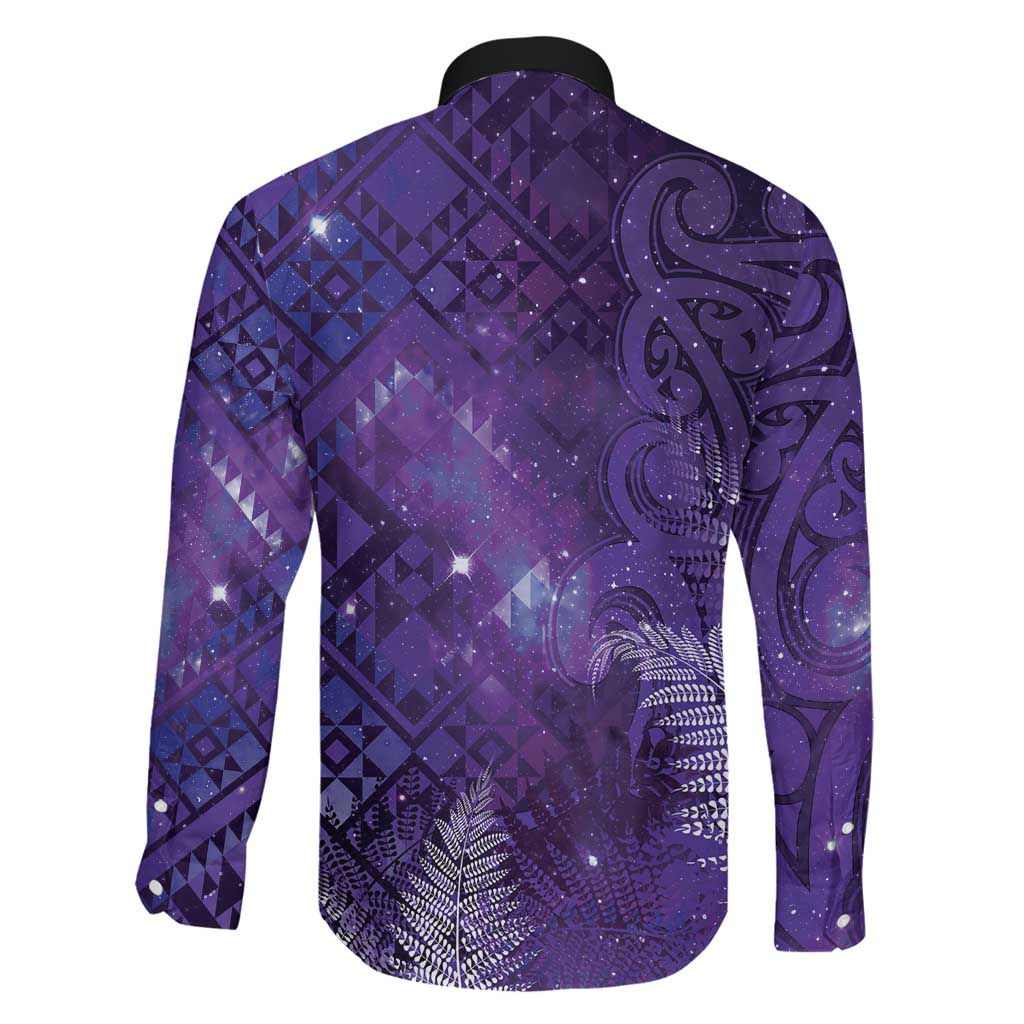 Aotearoa Taniko Matariki Family Matching Long Sleeve Bodycon Dress and Hawaiian Shirt Cosmic Violet
