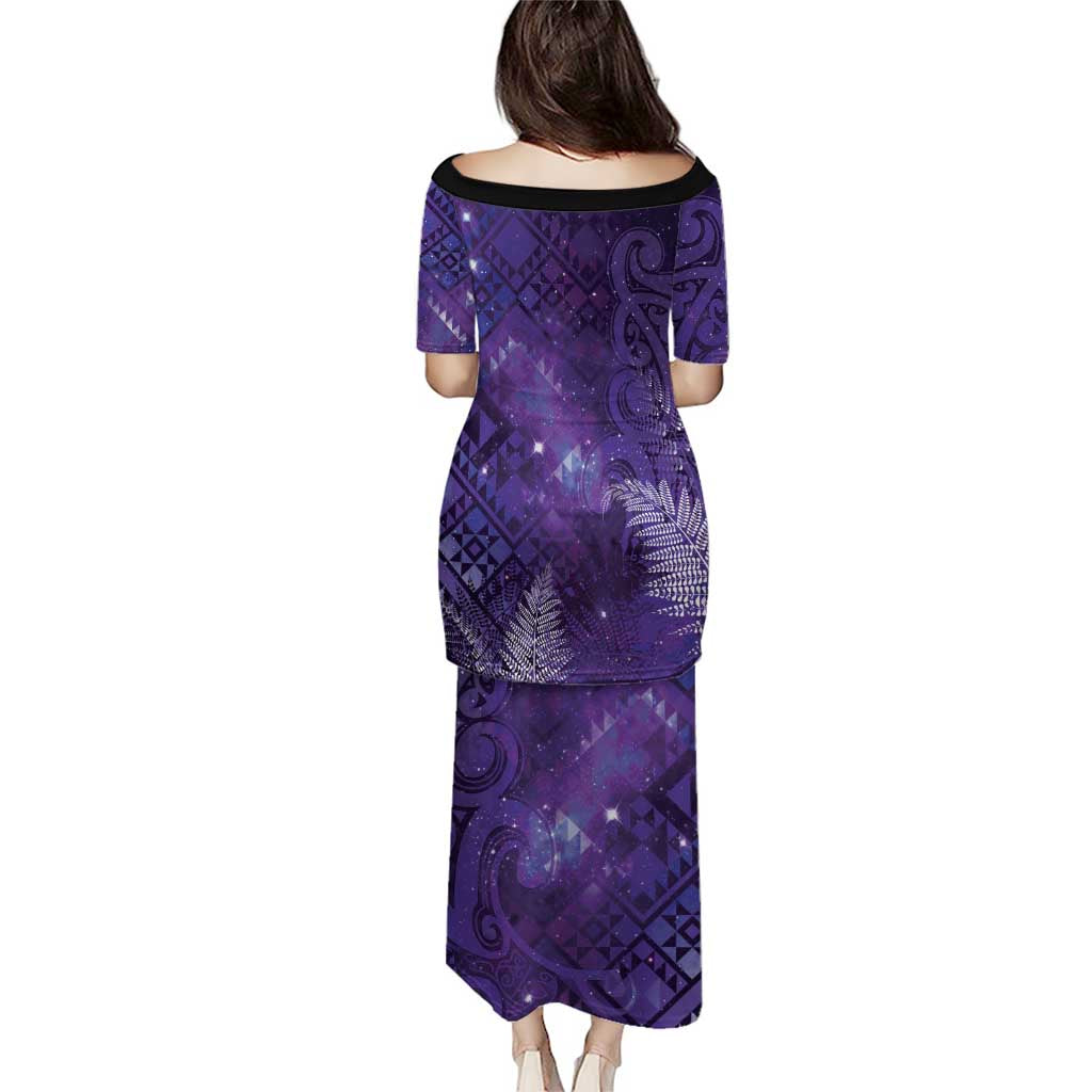 Aotearoa Taniko Matariki Family Matching Puletasi and Hawaiian Shirt Cosmic Violet LT7 - Polynesian Pride