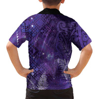 Aotearoa Taniko Matariki Family Matching Short Sleeve Bodycon Dress and Hawaiian Shirt Cosmic Violet