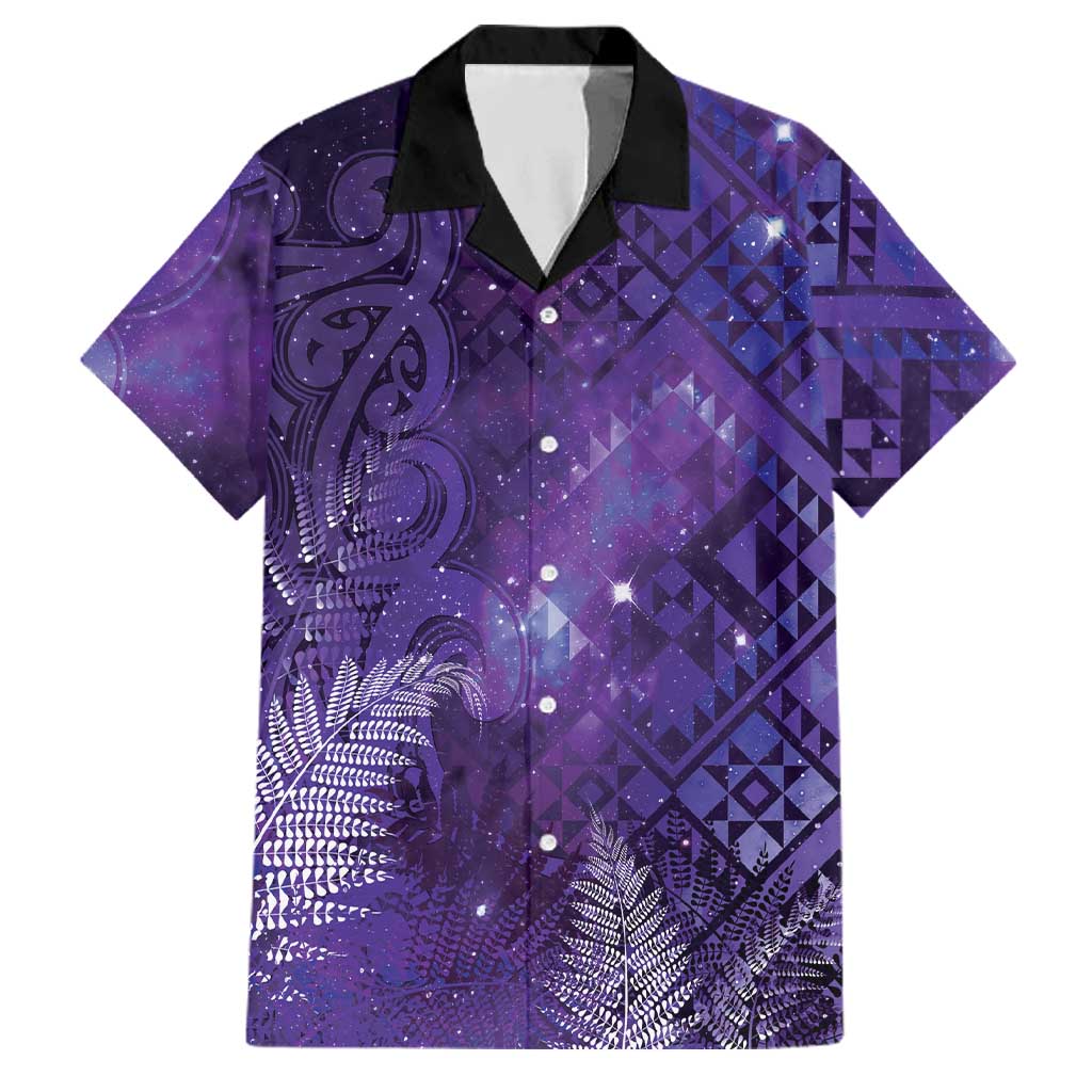 Aotearoa Taniko Matariki Family Matching Short Sleeve Bodycon Dress and Hawaiian Shirt Cosmic Violet
