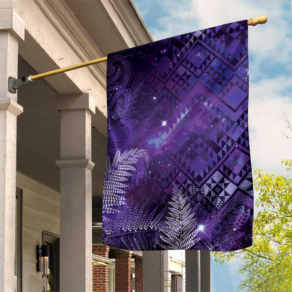 Aotearoa Taniko Matariki Garden Flag Cosmic Violet LT7 House Flag Purple - Polynesian Pride
