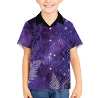 Aotearoa Taniko Matariki Kid Hawaiian Shirt Cosmic Violet LT7 Kid Purple - Polynesian Pride