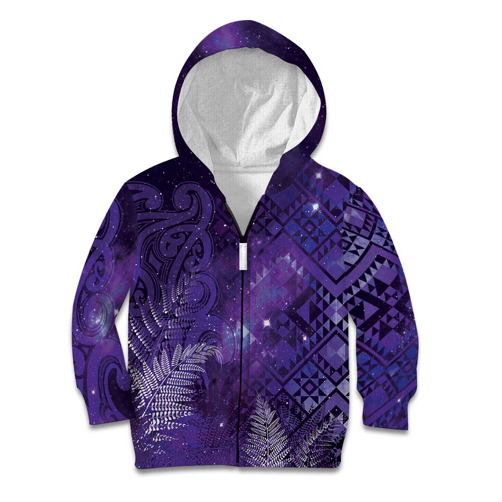 Aotearoa Taniko Matariki Kid Hoodie Cosmic Violet LT7 Zip Hoodie Purple - Polynesian Pride