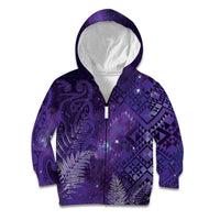 Aotearoa Taniko Matariki Kid Hoodie Cosmic Violet LT7 Zip Hoodie Purple - Polynesian Pride
