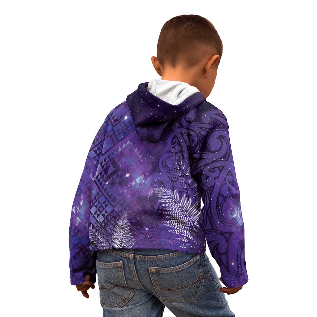 Aotearoa Taniko Matariki Kid Hoodie Cosmic Violet LT7 - Polynesian Pride