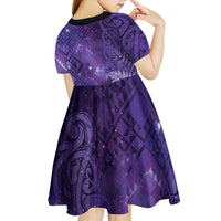 Aotearoa Taniko Matariki Kid Short Sleeve Dress Cosmic Violet LT7 - Polynesian Pride