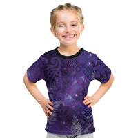 Aotearoa Taniko Matariki Kid T Shirt Cosmic Violet LT7 Purple - Polynesian Pride