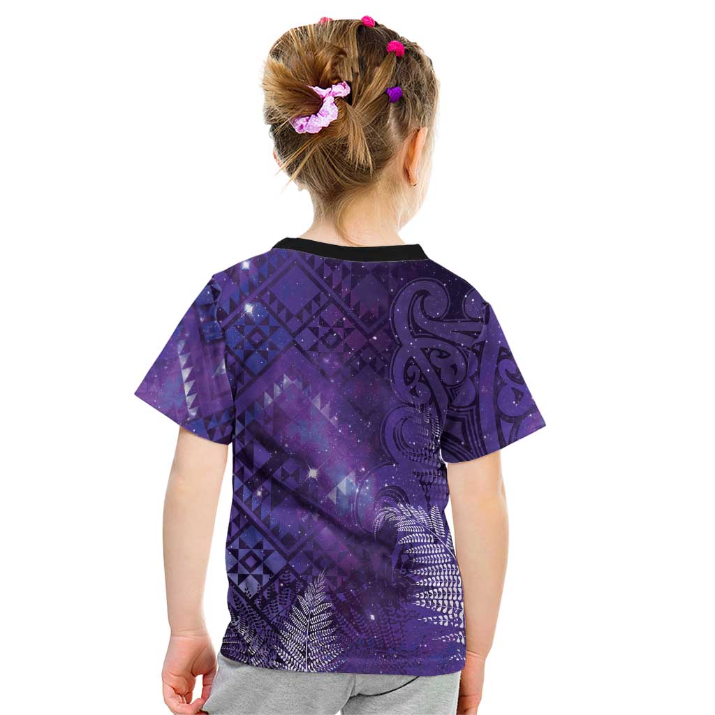 Aotearoa Taniko Matariki Kid T Shirt Cosmic Violet LT7 - Polynesian Pride