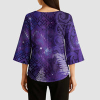 Aotearoa Taniko Matariki Kimono Sleeve Blouse Cosmic Violet LT7 - Polynesian Pride