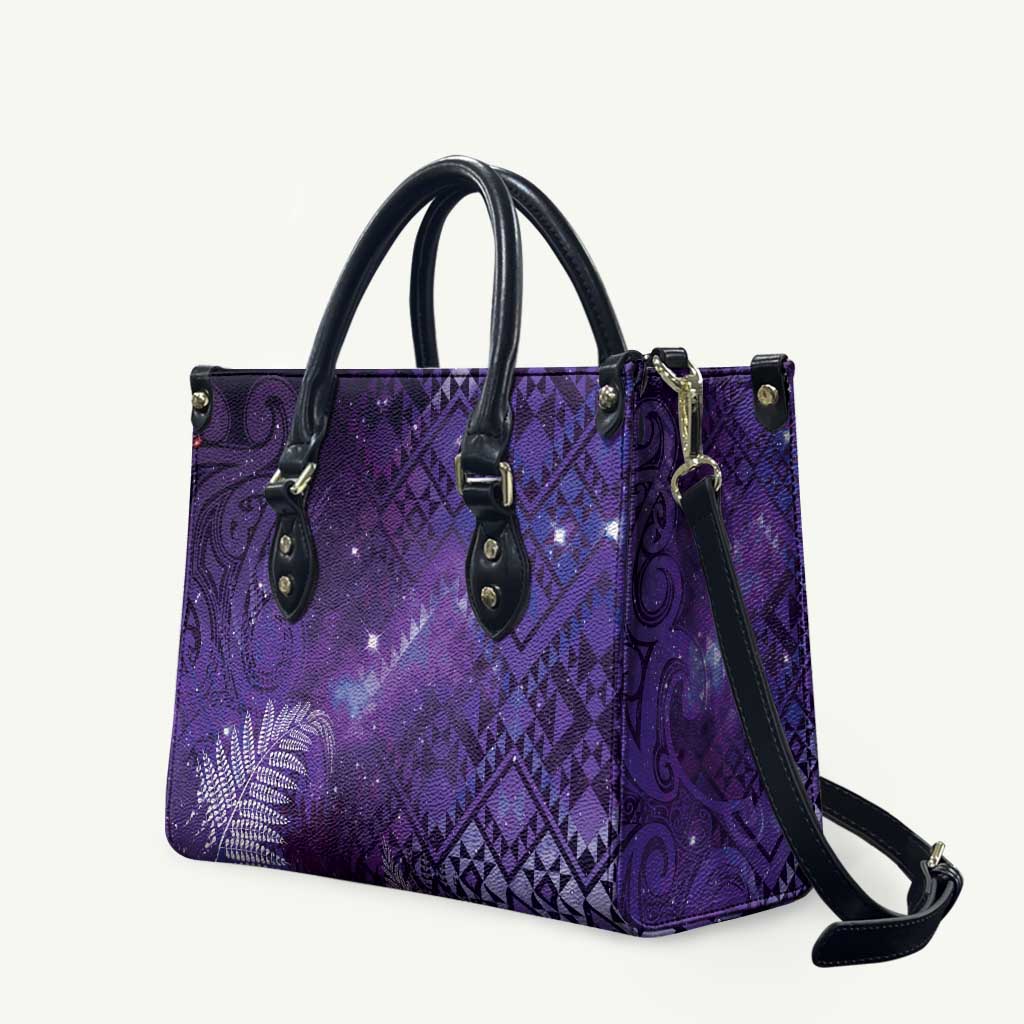 Aotearoa Taniko Matariki Leather Bag Cosmic Violet