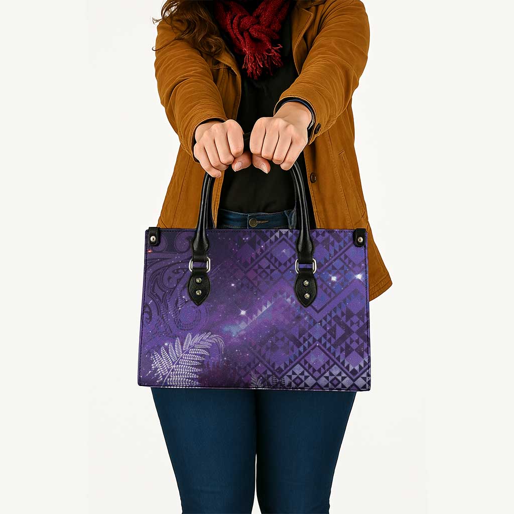 Aotearoa Taniko Matariki Leather Bag Cosmic Violet