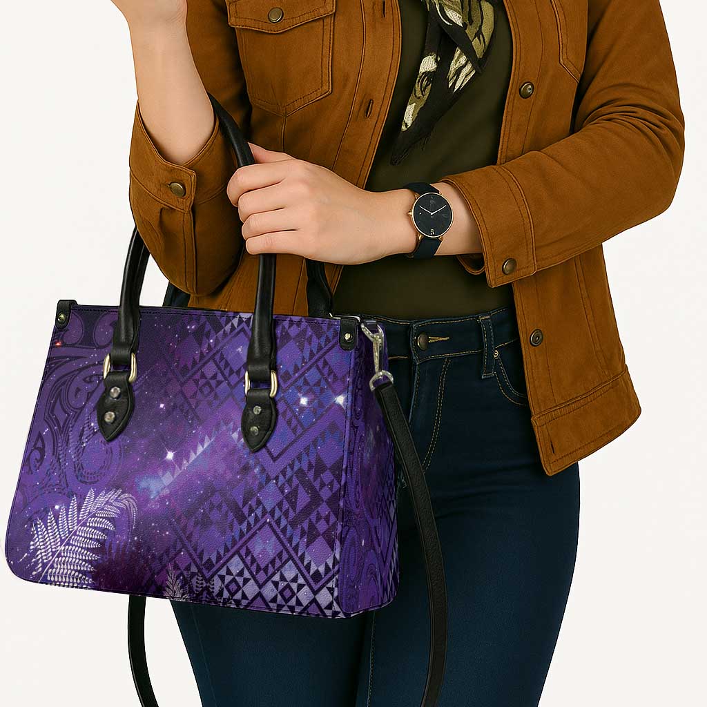 Aotearoa Taniko Matariki Leather Bag Cosmic Violet
