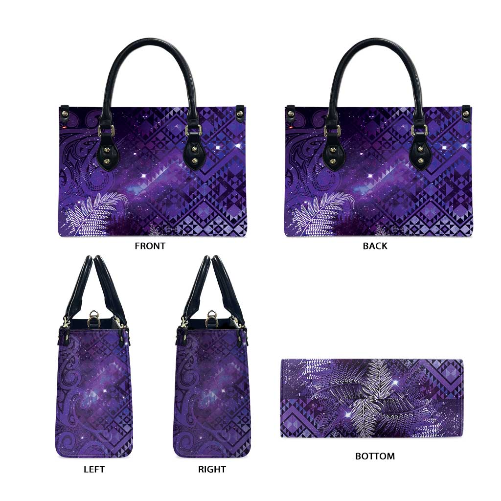 Aotearoa Taniko Matariki Leather Bag Cosmic Violet