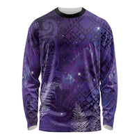 Aotearoa Taniko Matariki Long Sleeve Shirt Cosmic Violet LT7 Unisex Purple - Polynesian Pride