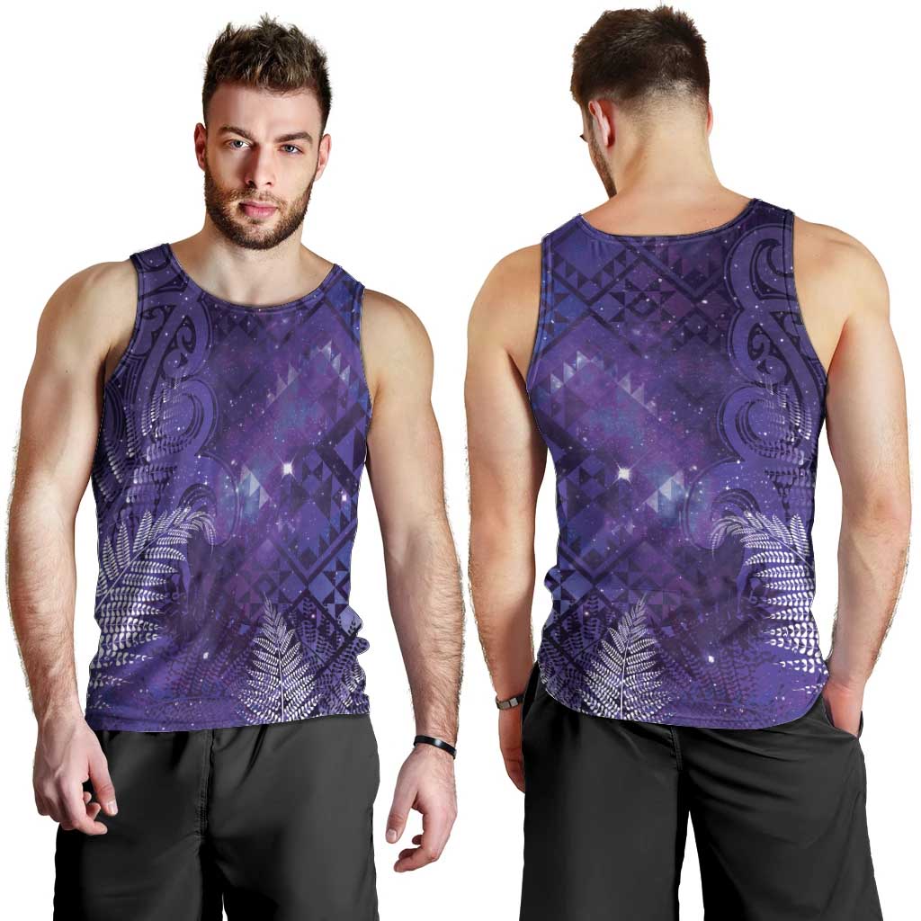 Aotearoa Taniko Matariki Men Tank Top Cosmic Violet LT7 - Polynesian Pride