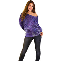 Aotearoa Taniko Matariki Off Shoulder Sweater Cosmic Violet LT7 - Polynesian Pride