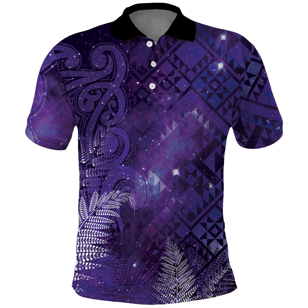 Aotearoa Taniko Matariki Polo Shirt Cosmic Violet LT7 Purple - Polynesian Pride
