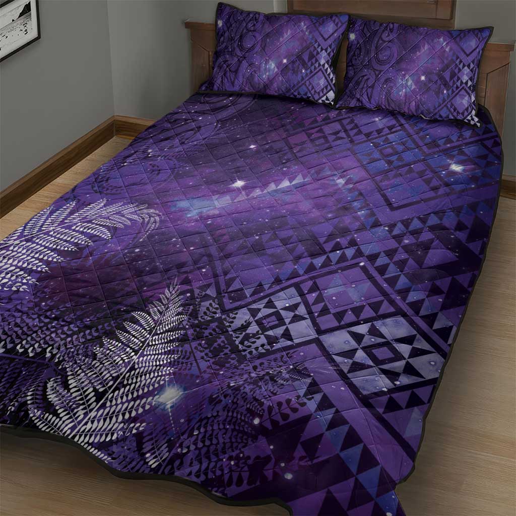 Aotearoa Taniko Matariki Quilt Bed Set Cosmic Violet