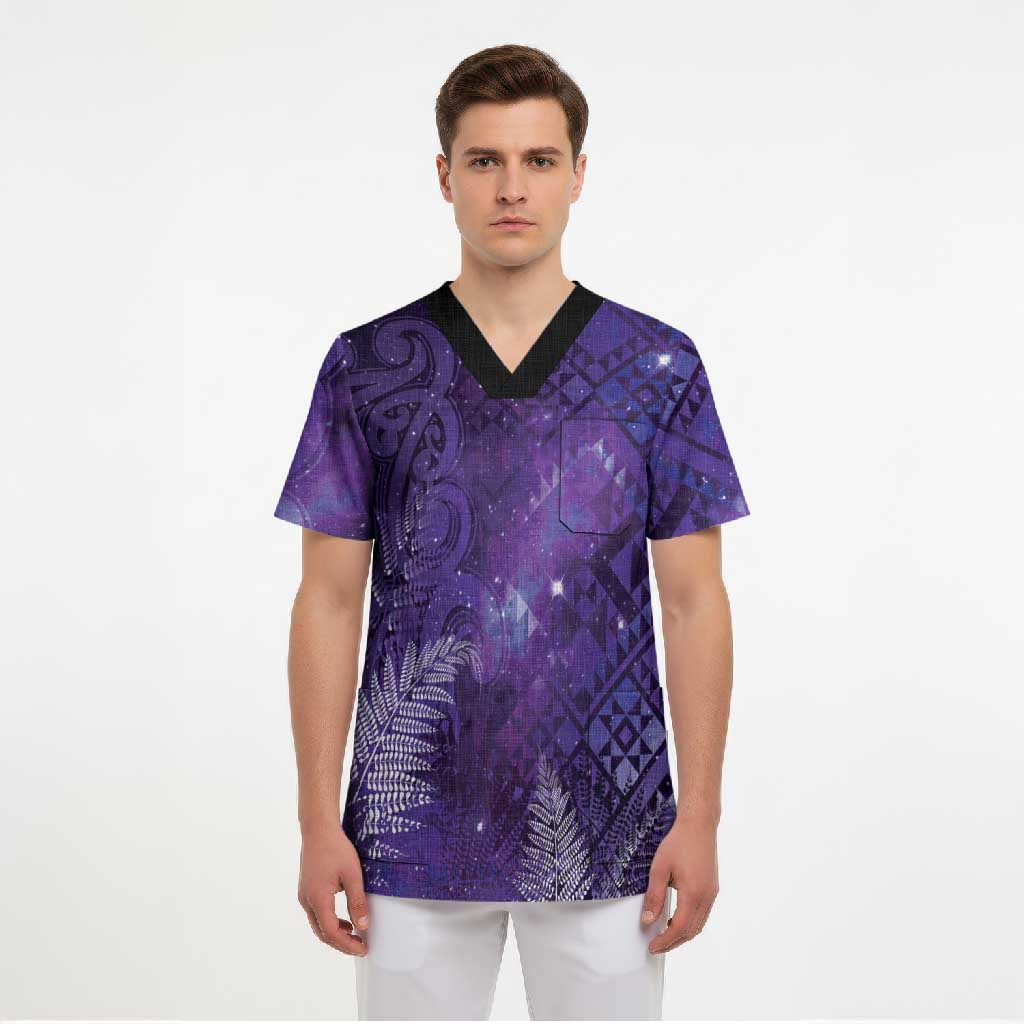 Aotearoa Taniko Matariki Scrub Top Cosmic Violet LT7 - Polynesian Pride