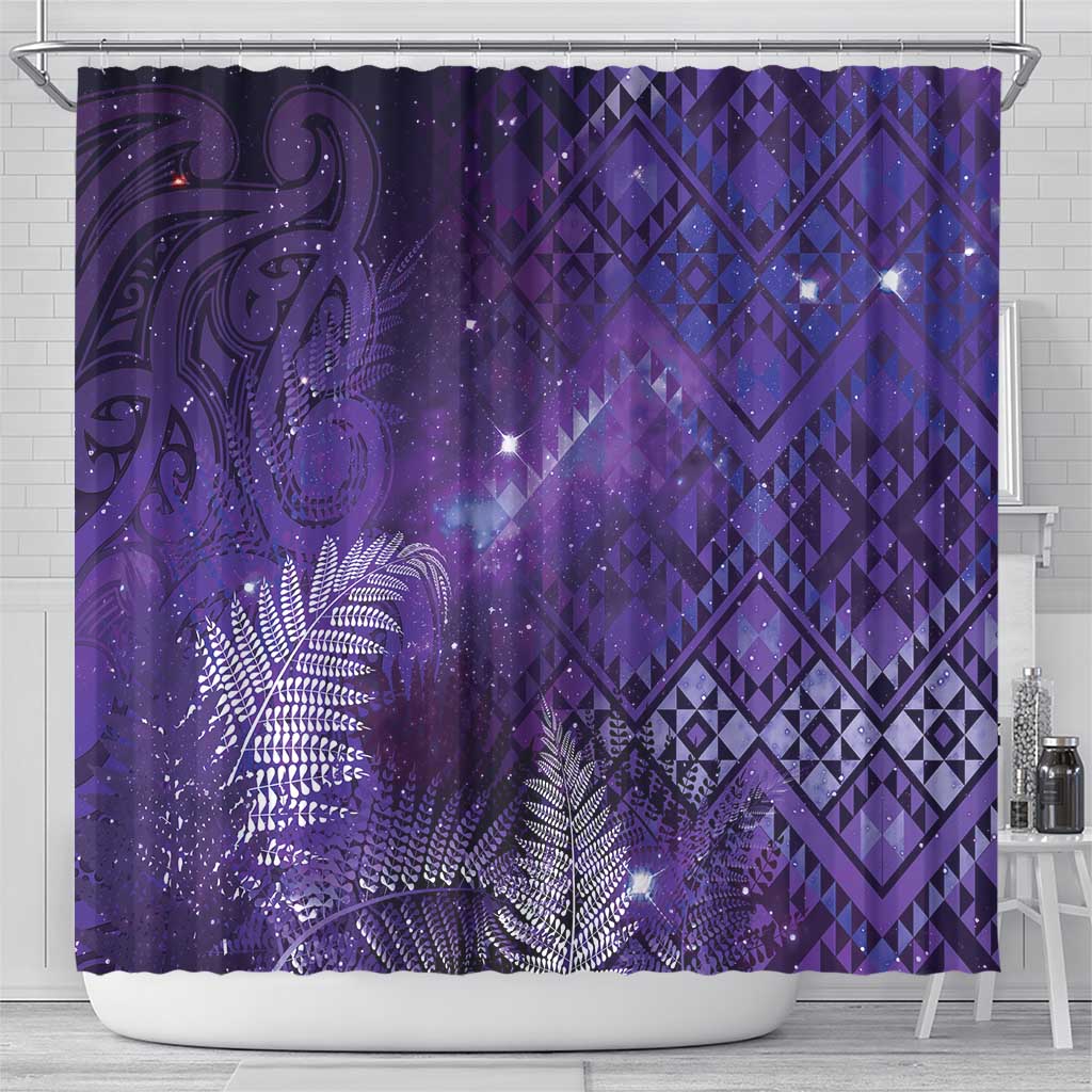 Aotearoa Taniko Matariki Shower Curtain Cosmic Violet LT7 - Polynesian Pride