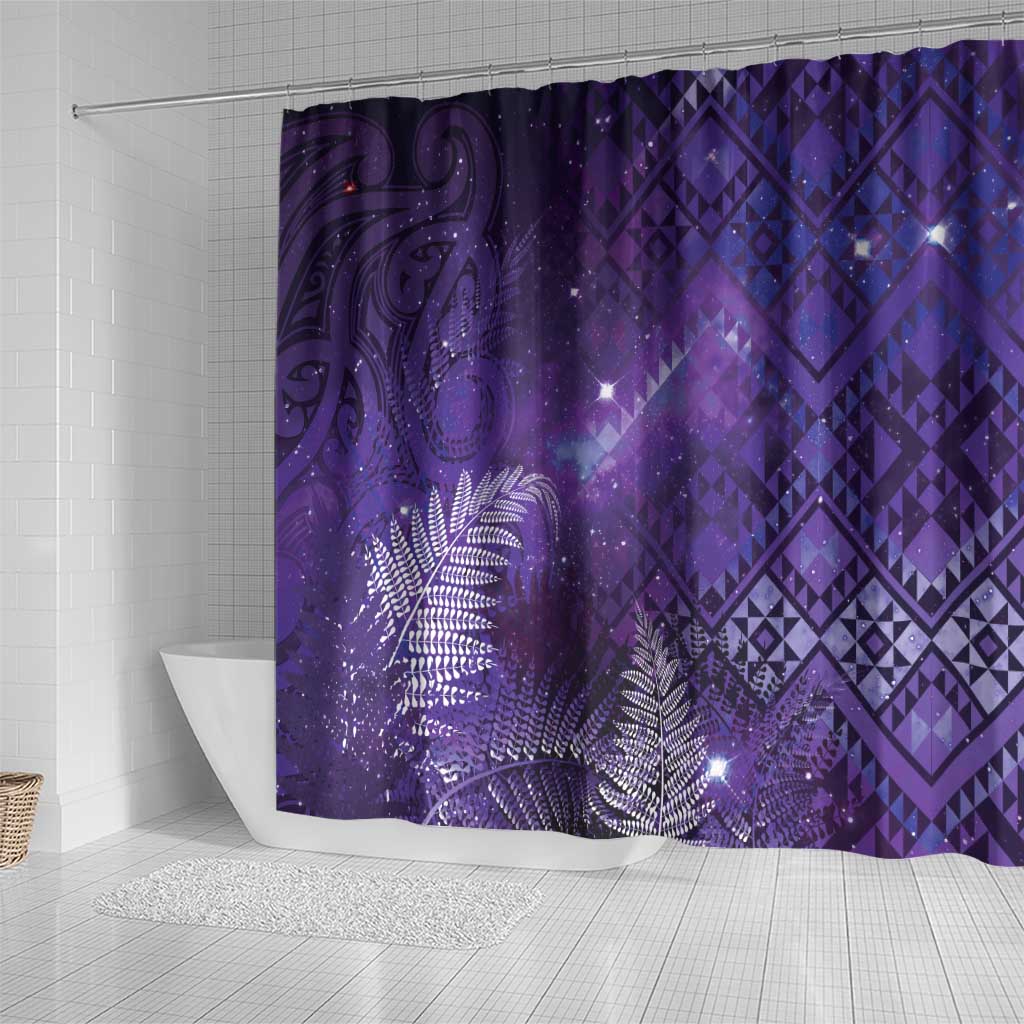 Aotearoa Taniko Matariki Shower Curtain Cosmic Violet LT7 - Polynesian Pride