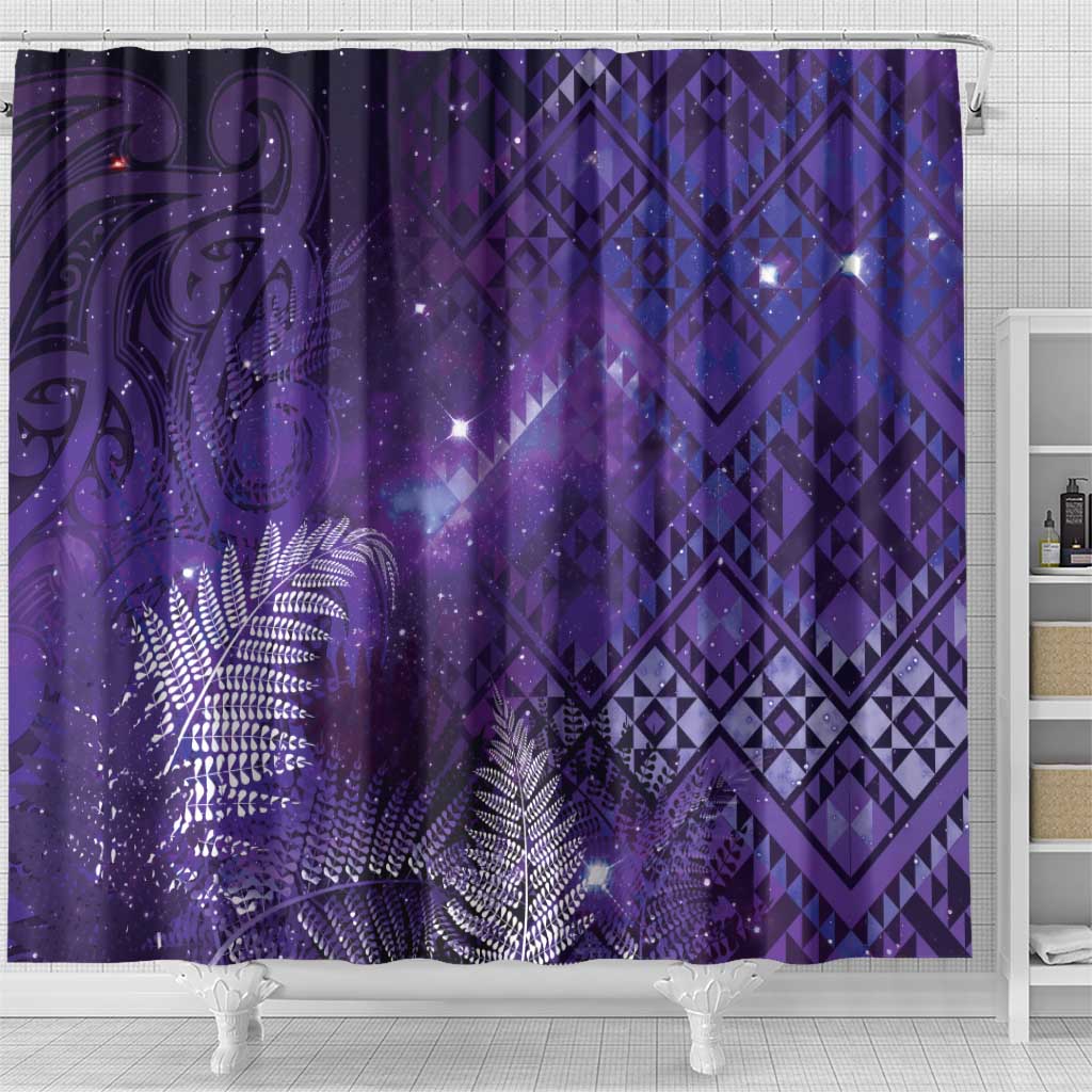 Aotearoa Taniko Matariki Shower Curtain Cosmic Violet LT7 - Polynesian Pride