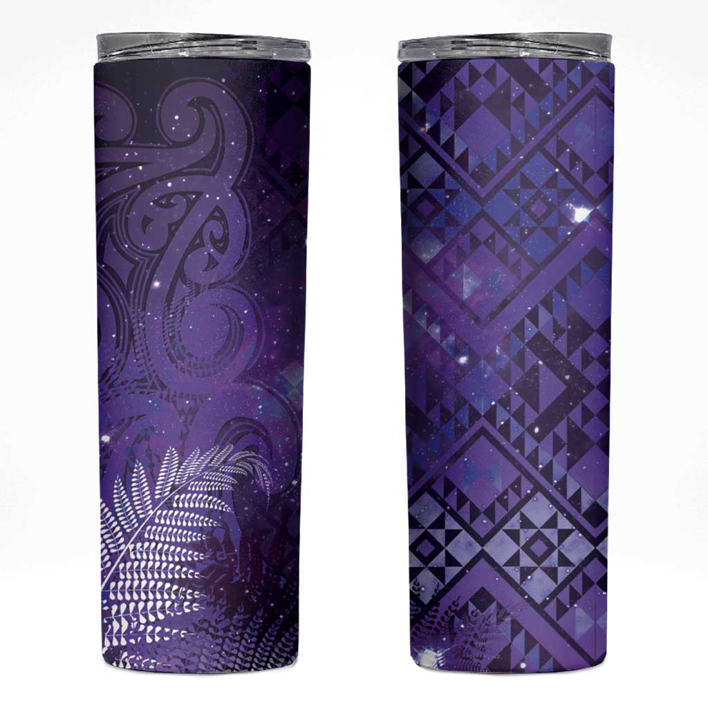 Aotearoa Taniko Matariki Skinny Tumbler Cosmic Violet LT7 Purple - Polynesian Pride