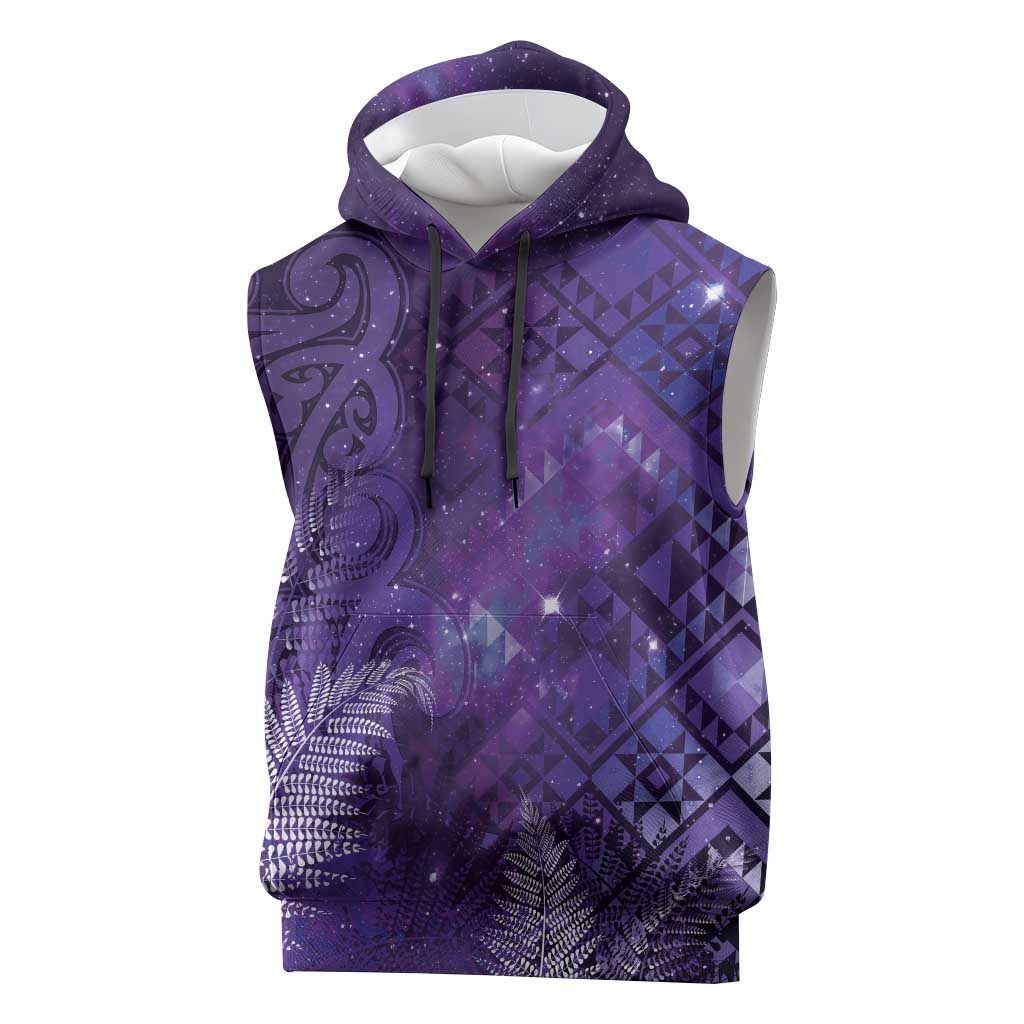 Aotearoa Taniko Matariki Sleeveless Hoodie Cosmic Violet LT7 Purple - Polynesian Pride