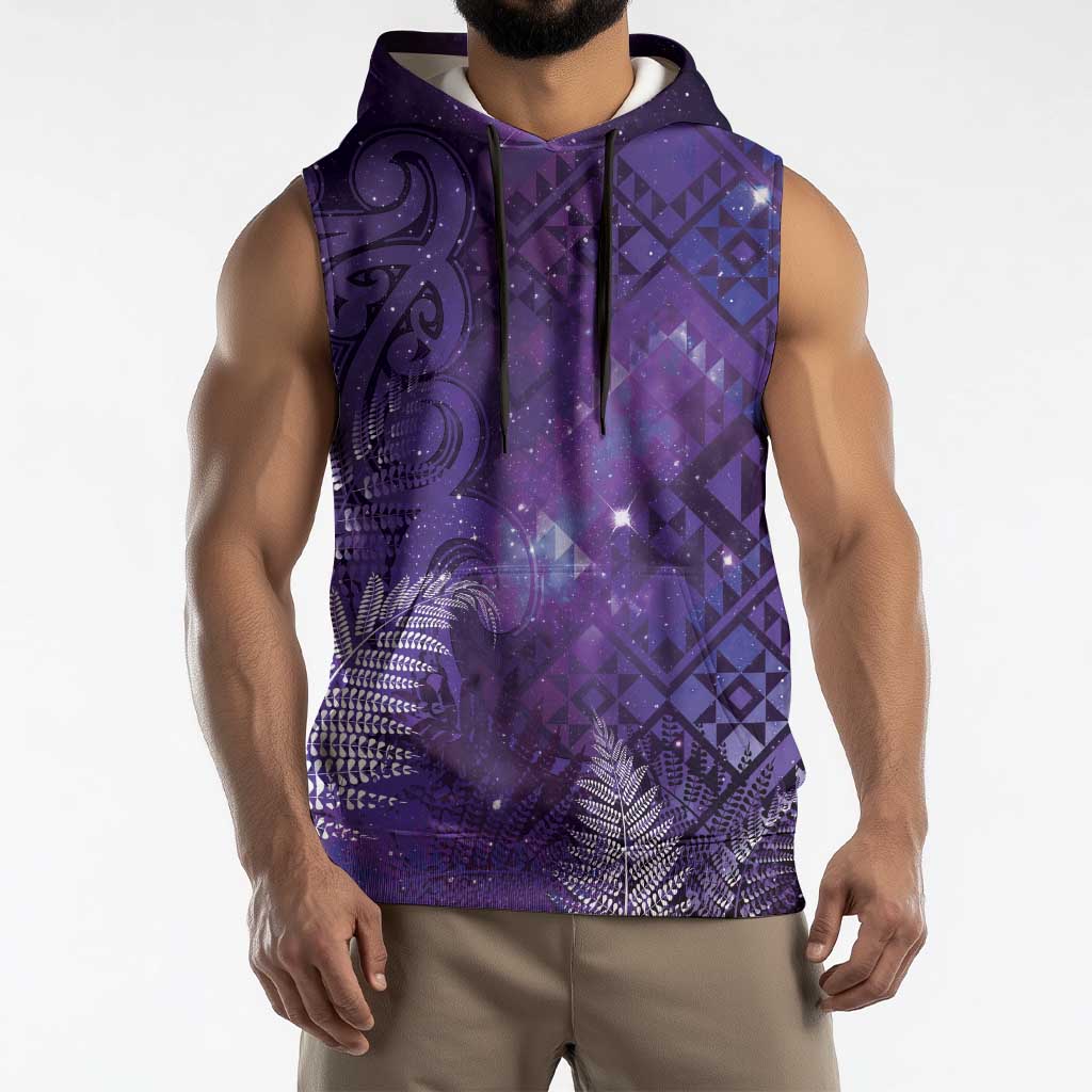 Aotearoa Taniko Matariki Sleeveless Hoodie Cosmic Violet LT7 - Polynesian Pride