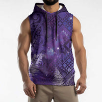 Aotearoa Taniko Matariki Sleeveless Hoodie Cosmic Violet LT7 - Polynesian Pride