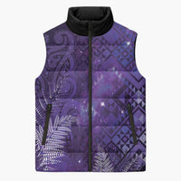 Aotearoa Taniko Matariki Sleeveless Puffer Jacket Cosmic Violet LT7 Unisex Purple - Polynesian Pride
