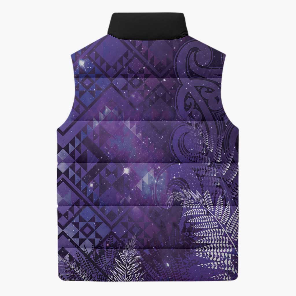 Aotearoa Taniko Matariki Sleeveless Puffer Jacket Cosmic Violet LT7 - Polynesian Pride