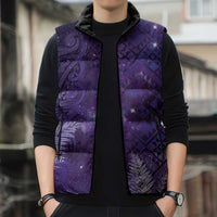 Aotearoa Taniko Matariki Sleeveless Puffer Jacket Cosmic Violet LT7 - Polynesian Pride