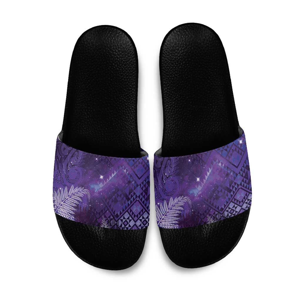Aotearoa Taniko Matariki Slide Sandals Cosmic Violet LT7 Purple - Polynesian Pride