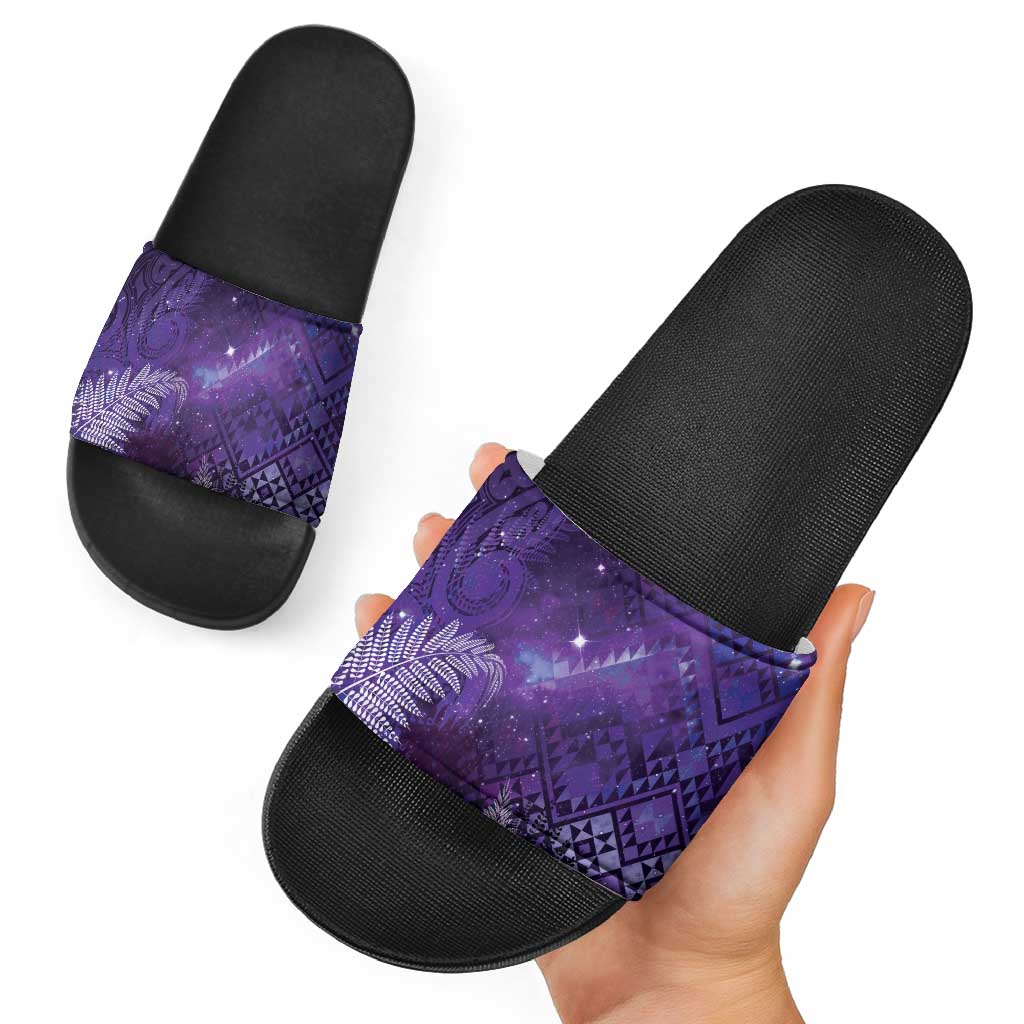Aotearoa Taniko Matariki Slide Sandals Cosmic Violet LT7 - Polynesian Pride