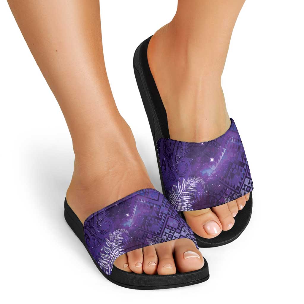 Aotearoa Taniko Matariki Slide Sandals Cosmic Violet LT7 - Polynesian Pride