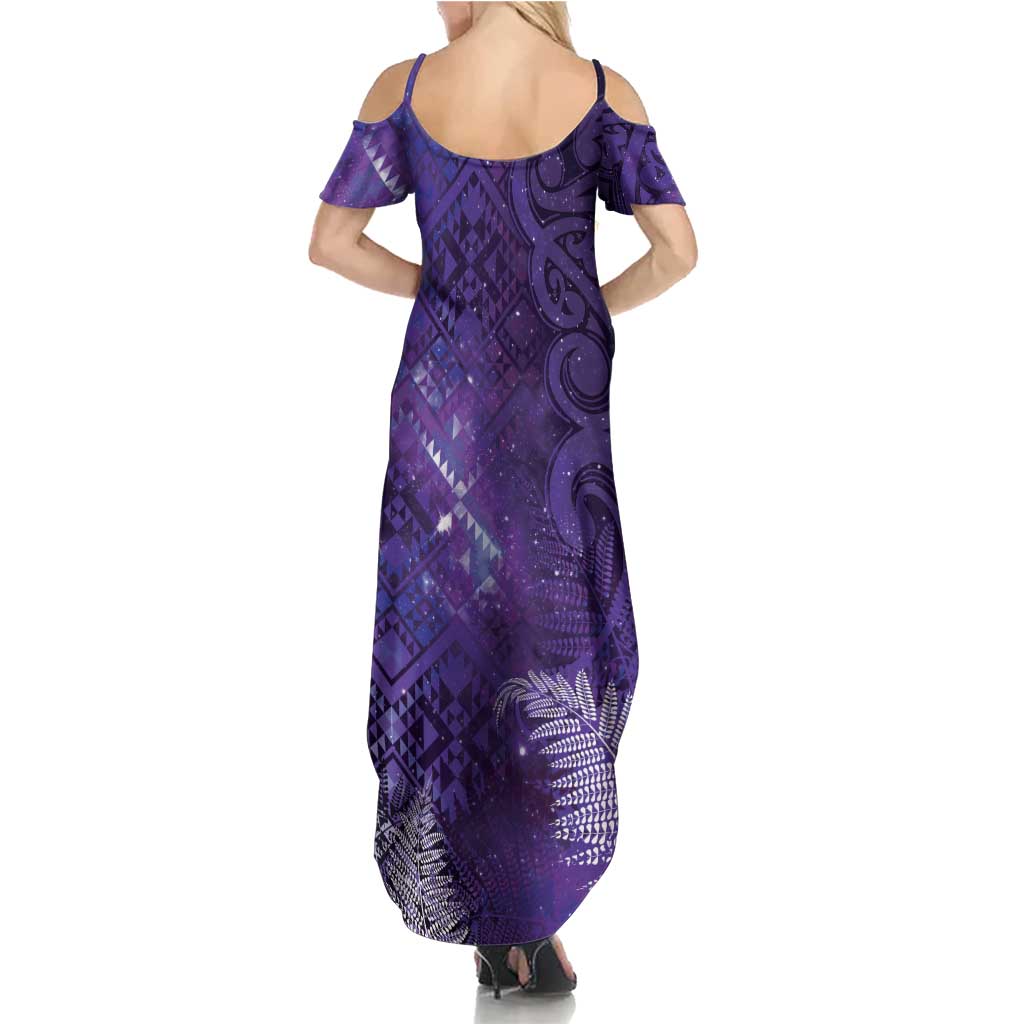 Aotearoa Taniko Matariki Summer Maxi Dress Cosmic Violet LT7 - Polynesian Pride