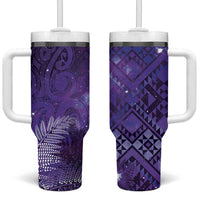 Aotearoa Taniko Matariki Tumbler With Handle Cosmic Violet LT7 One Size: 40 oz Purple - Polynesian Pride